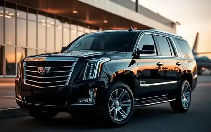Luxury SUV black car — Cadillac Escalade or Chevrolet Suburban